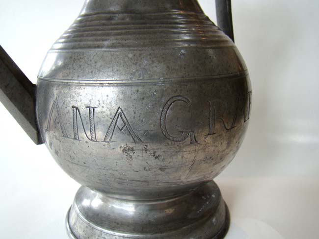 A rare 18th century Swiss Pewter Flagon or 'Stegkanne' by Ludwig Roder of Berne, Switzerland, and dated 1798 — image 2
